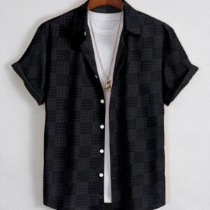 MEN'S EXCLUSIVE HEVY COTTON SQUARE LUDO CHECKS BLACK SHIRT