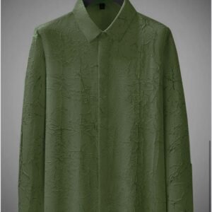 MEN'S EXCLUSIVE GREEN COTTAN FABRIC ITALIAN CRUSH SHIRT