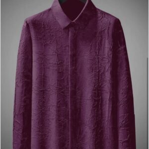 MEN'S EXCLUSIVE WINE COTTAN FABRIC ITALIAN CRUSH SHIRT