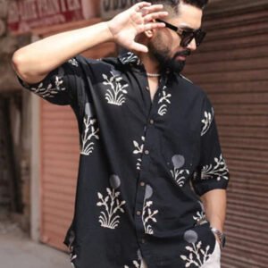 Trending Black Floral Half Sleeve Printed shirt