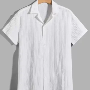 Trending Men's Classic Opaque Striped Casual White Shirt