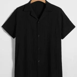 Trending Men's Classic Opaque Striped Casual Black Shirt