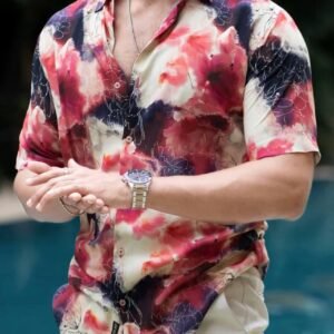 Men Solid Cotton Half Sleeves Floral Trending Shirt