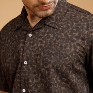 Men Printed Half Sleeve Linen Blend Shirt