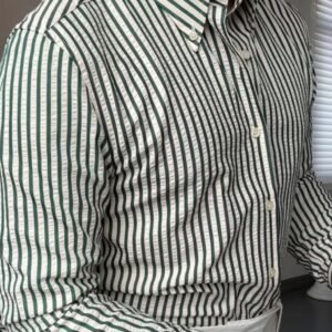 Men's Casual White Full Sleeve Cotton Italian Strip Crush Shirt