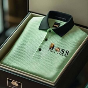 Men's Fashion Business Style Letter Printed Waffle Casual POLO Shirt